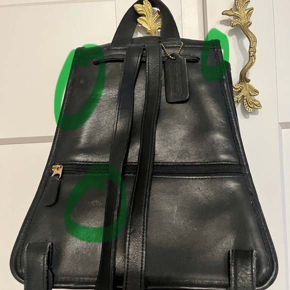 Coach Vintage Black Leather Drawstring Backpack 9791 - Picture 15 of 15
